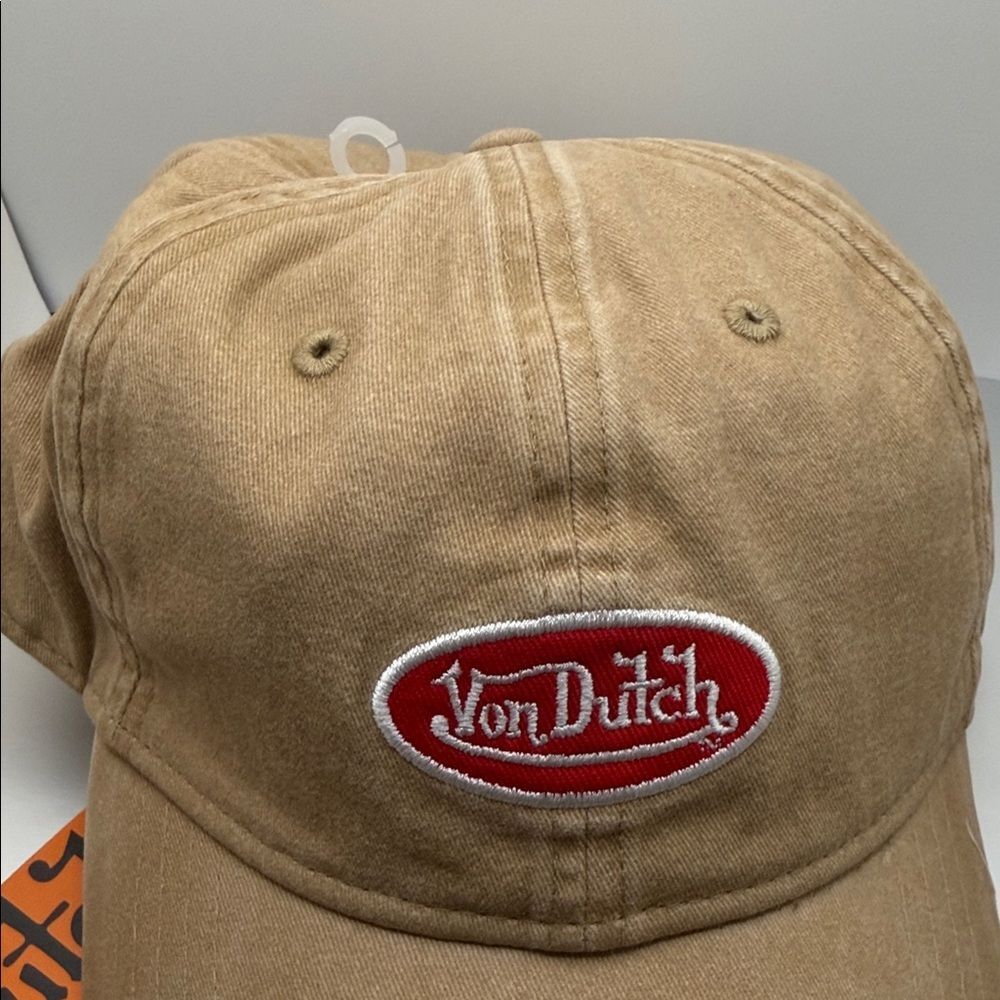 Von Dutch Distressed Dad Cap in a washed tan - Picture 4 of 12